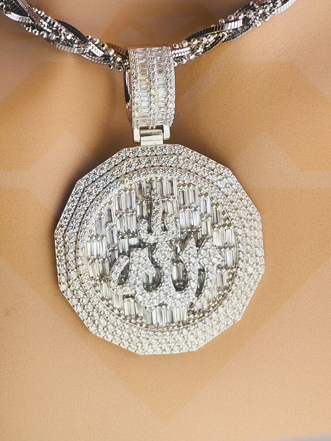 Iced Out VVS Allah Medallion Pendant Genuine 925 Silver Etsy UK