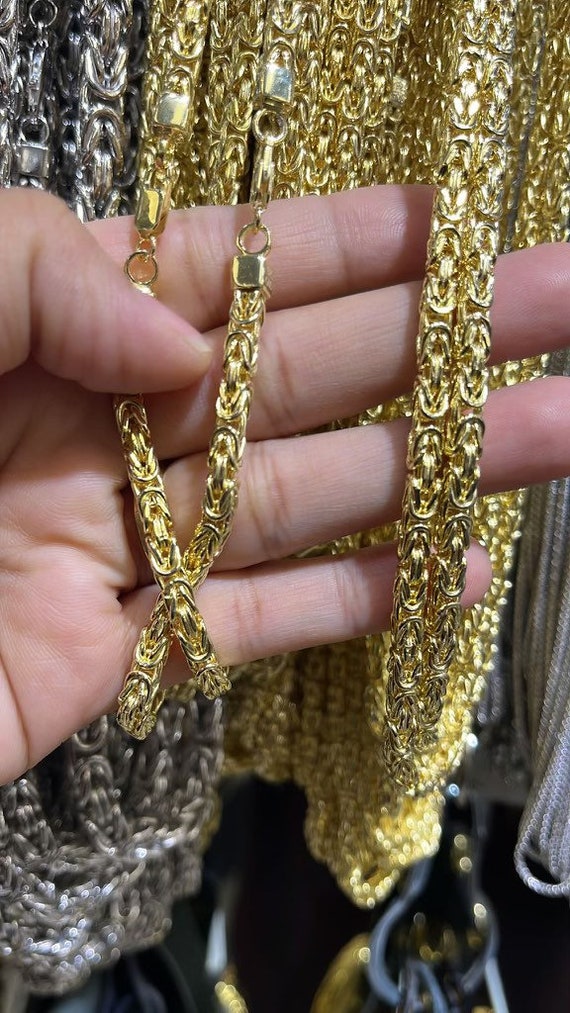 14K Yellow Gold Vermeil Byzantine Chain 