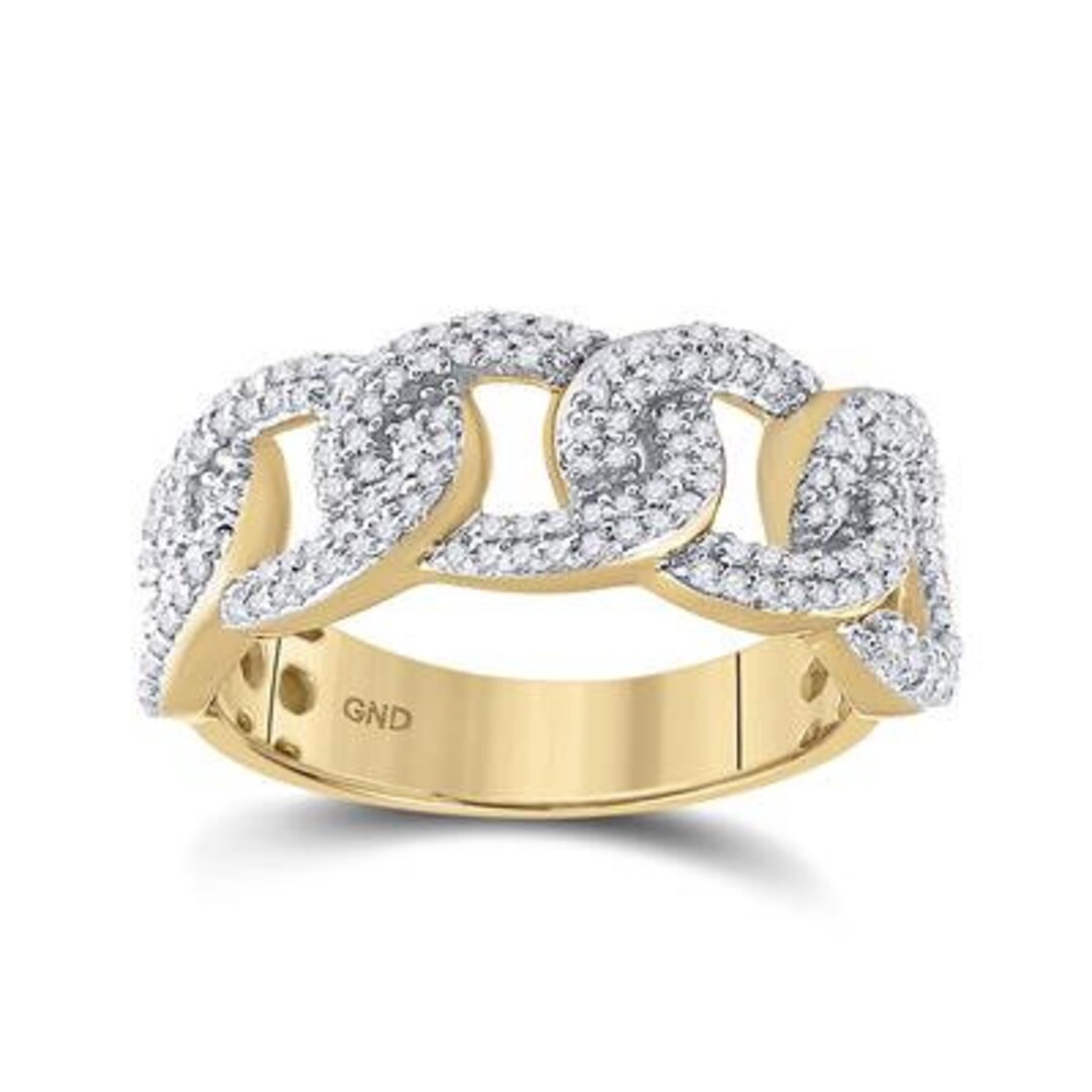 10k Solid Gold Men's Diamond Cuban Link Ring SI for Etsy