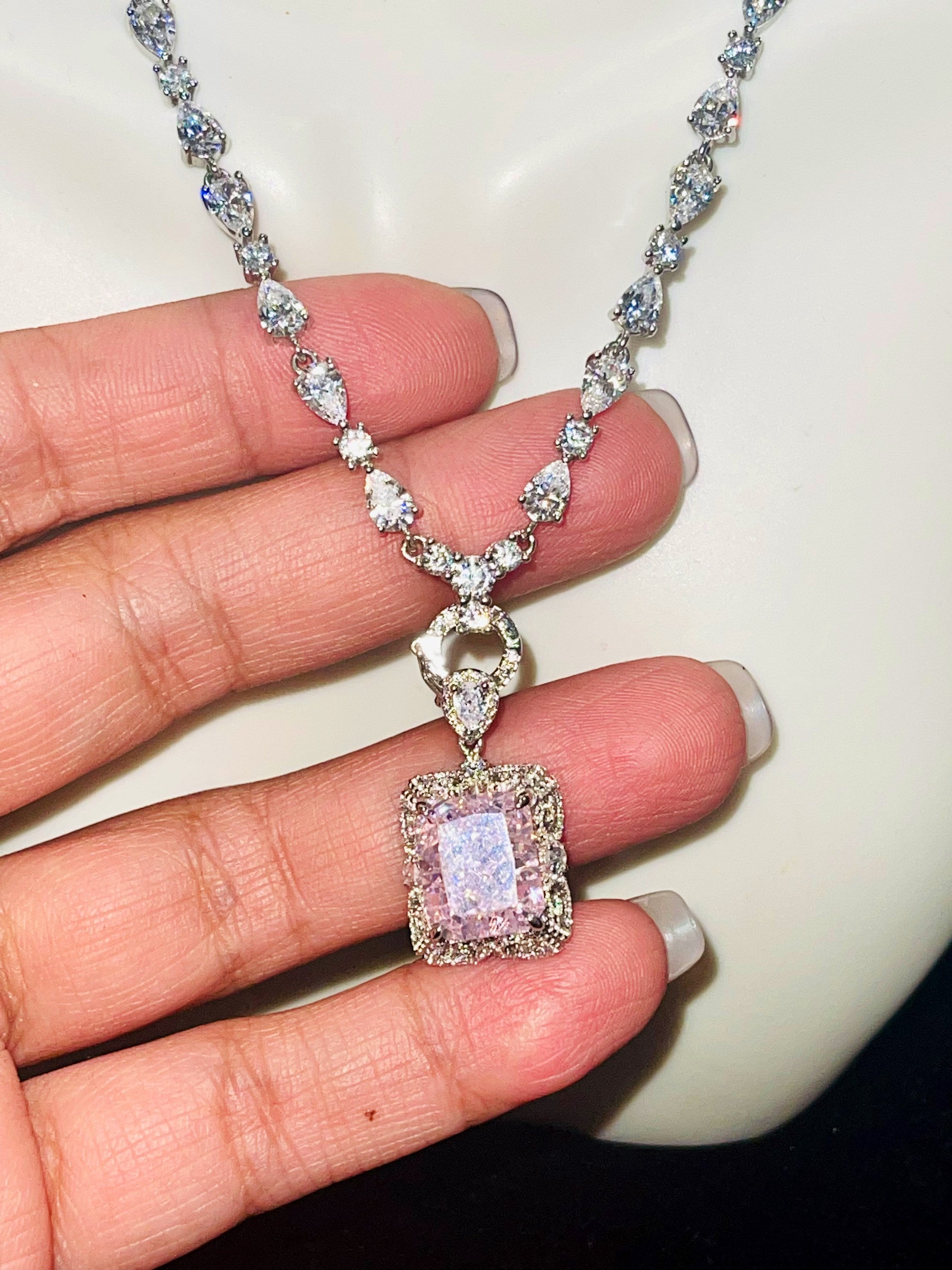 Rare & Exquisite Pink Morganite Diamond Pendant W/ Stunning 