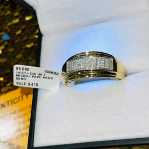 10K Yellow Solid Gold Mens Diamond Wedding Ring Band 0.38 ctw
