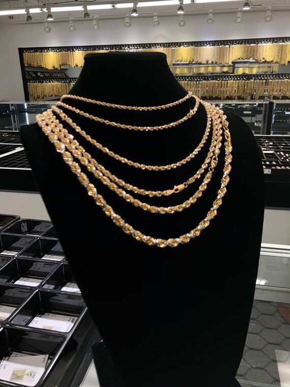 14k Solid Gold Vermeil Diamond Cut 