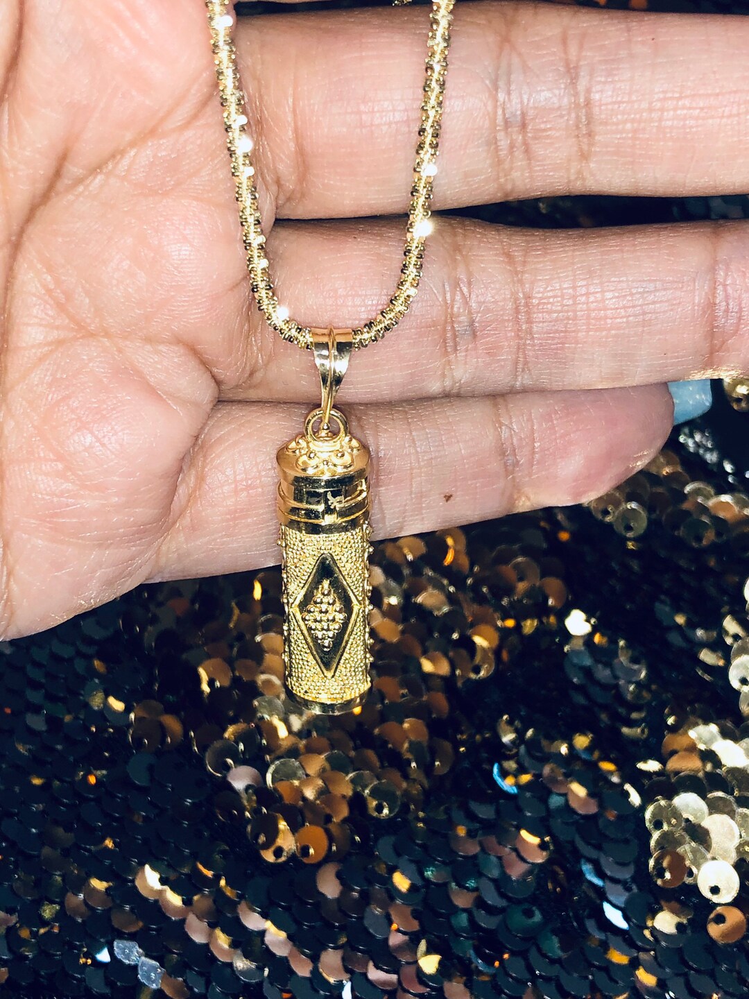 Mens gold urn necklace online
