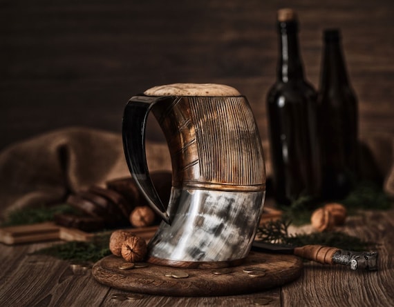 Cuerno vikingo para beber cerveza cerveza cerveza copa de vino jarra de  hidromiel vaso medieval cuerno de buey cuerno de cerveza nórdico taza de