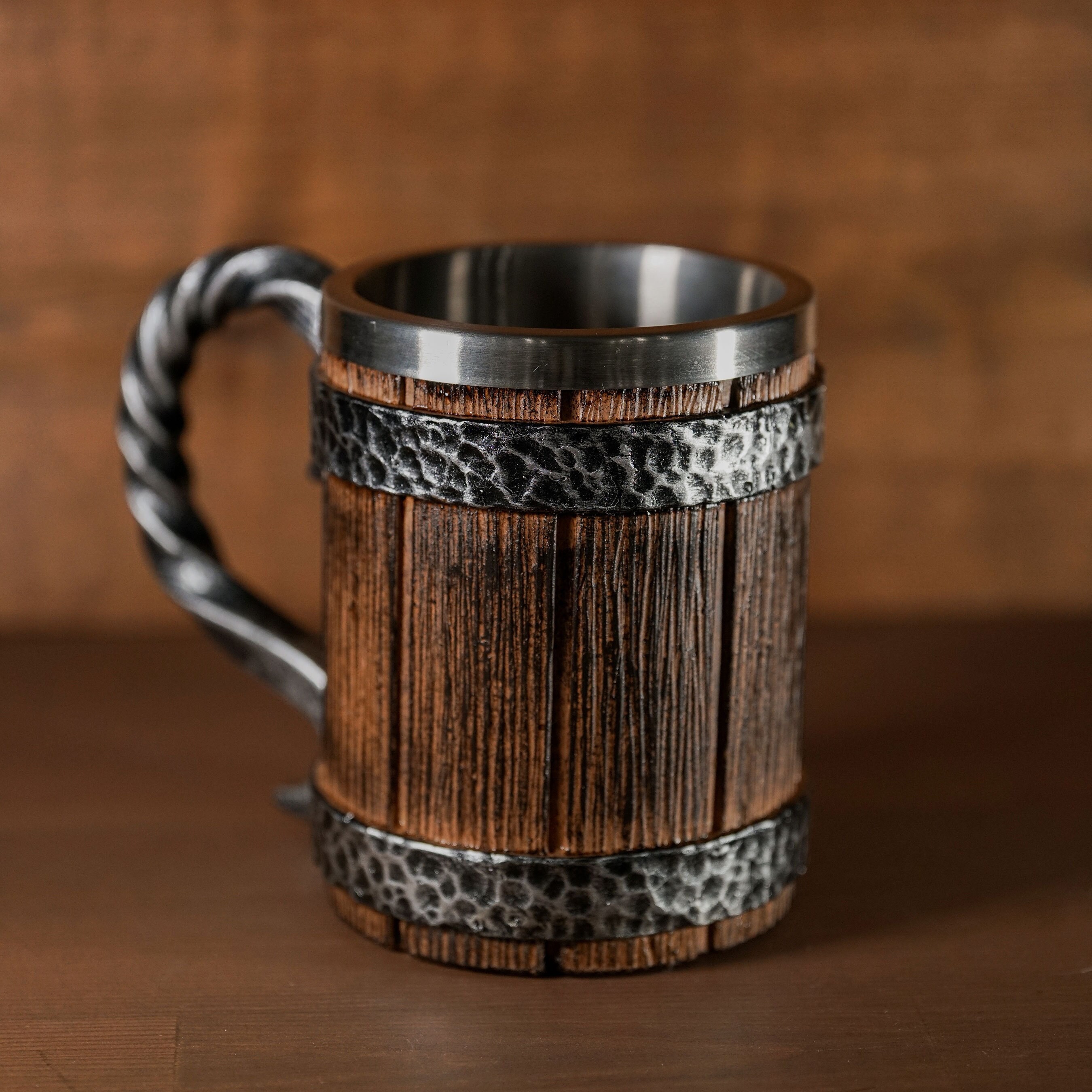 2023 Viking Wood Style Beer Mug 3D Resin Stainless Steel Coffee Cup Wine  Glass Metal Double Wall Mug Beer Jug Cup Thermal - AliExpress