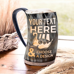 Personalized Viking Drinking Horn Tankard: Engraved Groomsmen Gift