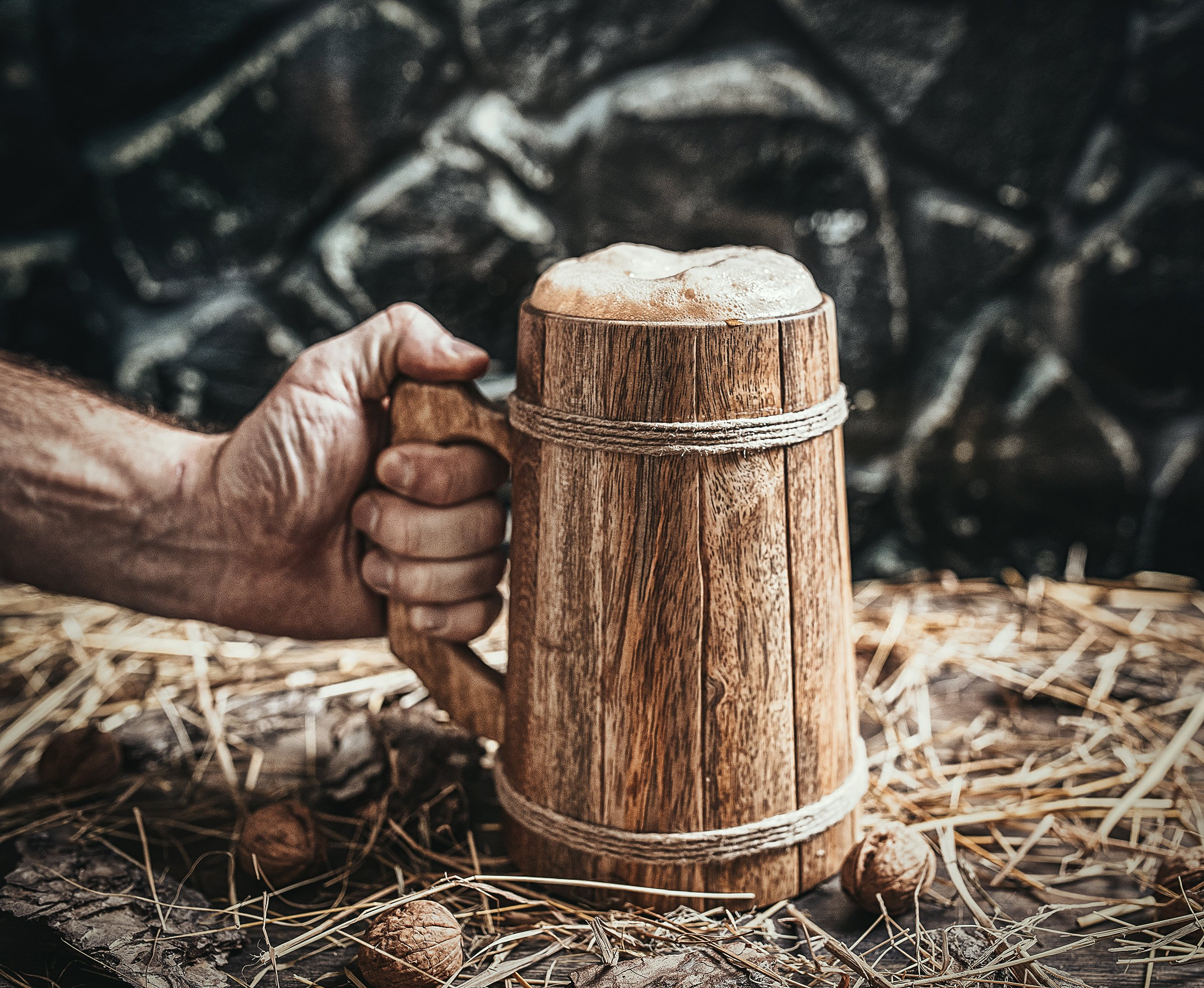 Viking Wood Barrel Beer Mug Tankard 304 Stainless Steel Liner Medieval  Nordic Style Wooden Rivet Leather Wooden Beer Stein 600ml