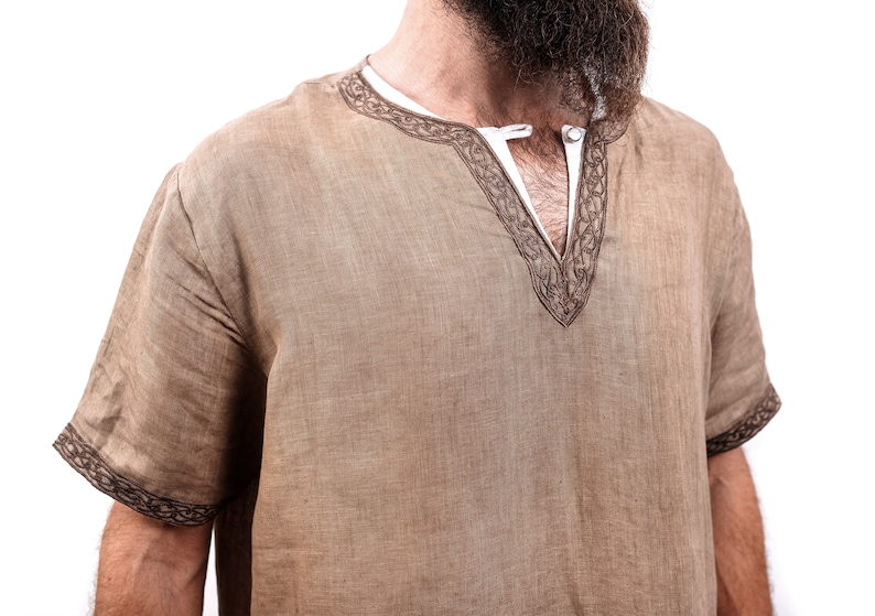 Viking Tunic 100% Premium Linen Fabric Long and Shortsleeve Options High Quality Viking Reenactment Attire image 9