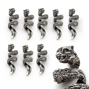 Viking Wolf Beard Rings (Set of 8), Metal Alloy Jewelry for Beard, Dreadlocks, Braids & All Hair Types - Fenrir Bead Design
