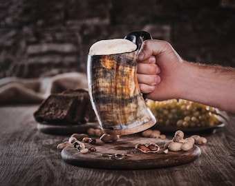 Handcrafted Viking Horn Mug - Norse Beer Tankard - Size, Color & Engraving Options