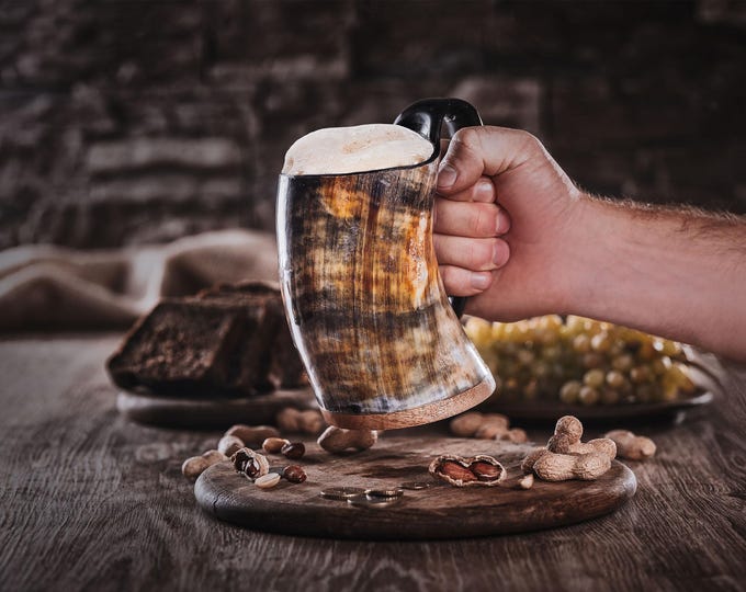 Handcrafted Viking Horn Mug - Norse Beer Tankard - Size, Color & Engraving Options