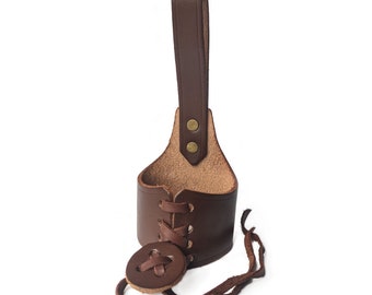 Brown Leather Drinking Horn Frog Holster