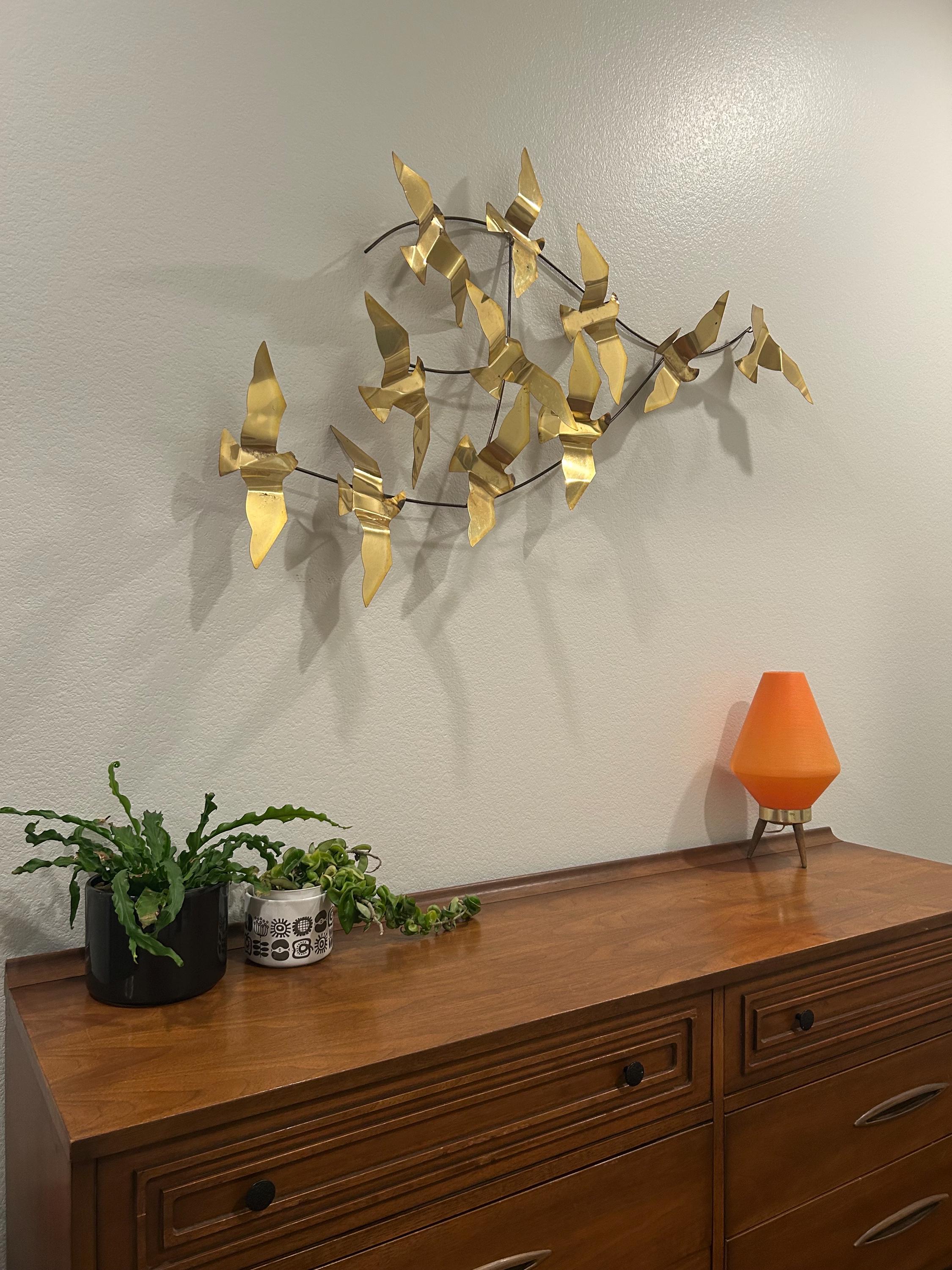 60s ミッドセンチュリー 真鍮カモメ オブジェ /ヴィンテージ　オーナメント Vintage 60s Mid Century Brass Flock of Birds Wall Art -local Pick