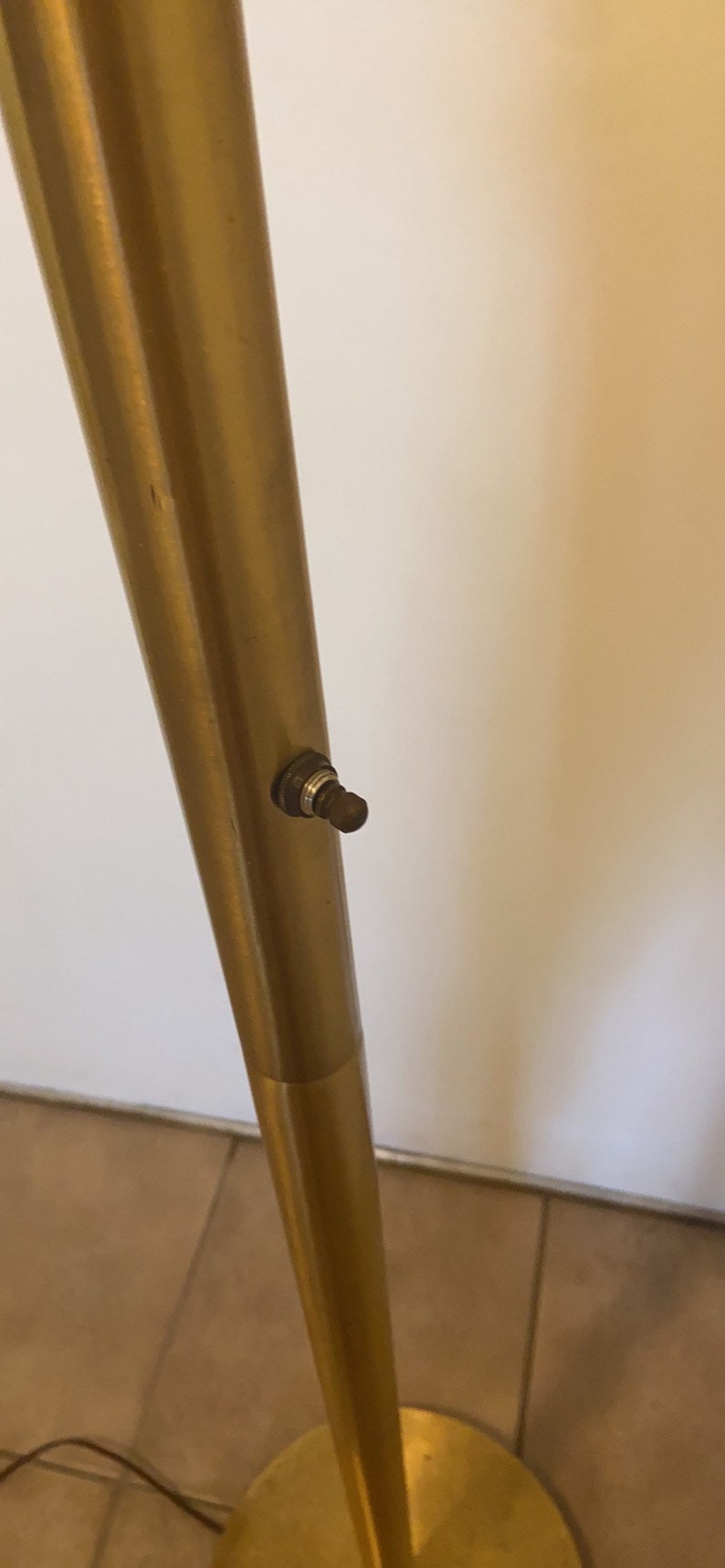 S O L D Mid Century Danish Teak Gold Tone Floor Lamp 3 Globe Etsy