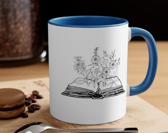 Floral Book Mug, Flower Book Mug, Flower Mug, Book Mug, Book Lover Mug, Cute Mug, Reading Mug, Book Lover Gift, Gift For Reader, Reader Gift