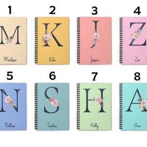 Personalized Initial Journal, Letter Notebook, Initial Notebook, Personalized Notebook, Notebook Lined, Custom Notebook, Flower Notebook