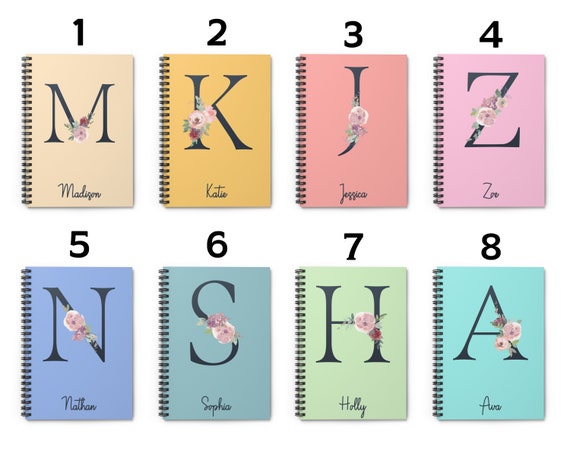 Personalized Initial Journal, Letter Notebook, Initial Notebook, Personalized Notebook, Notebook Lined, Custom Notebook, Flower Notebook