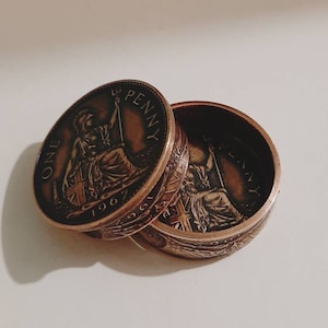 Penny coin pill box or snuff box gift for him or her can be personalised for year of birth free gift box