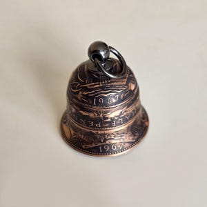 One penny gremlin / guardian bell motorcycle protection birthday gift for him or her personalised for birthday gift lucky fathers day gift