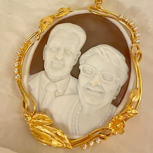 Gepersonaliseerde cameo, portret cameo, cameo ketting, gemaakt in Italië, kerstcadeau, gemaakt in Italië, gepersonaliseerd handgemaakt cadeau, kerstcadeau Golden Leaves