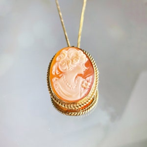 Cameo Necklace, golden silver sterling, classic cameo bust, made in Italy, brooch cameo necklace silver sterling 925, mother jewellery, mom image 5