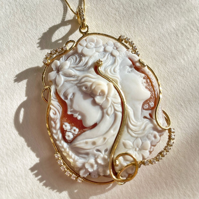 Handmade custom cameo necklace, silver sterling 925 frame, anniversary gift for her, wedding jewelry, handmade in Italy, image 4