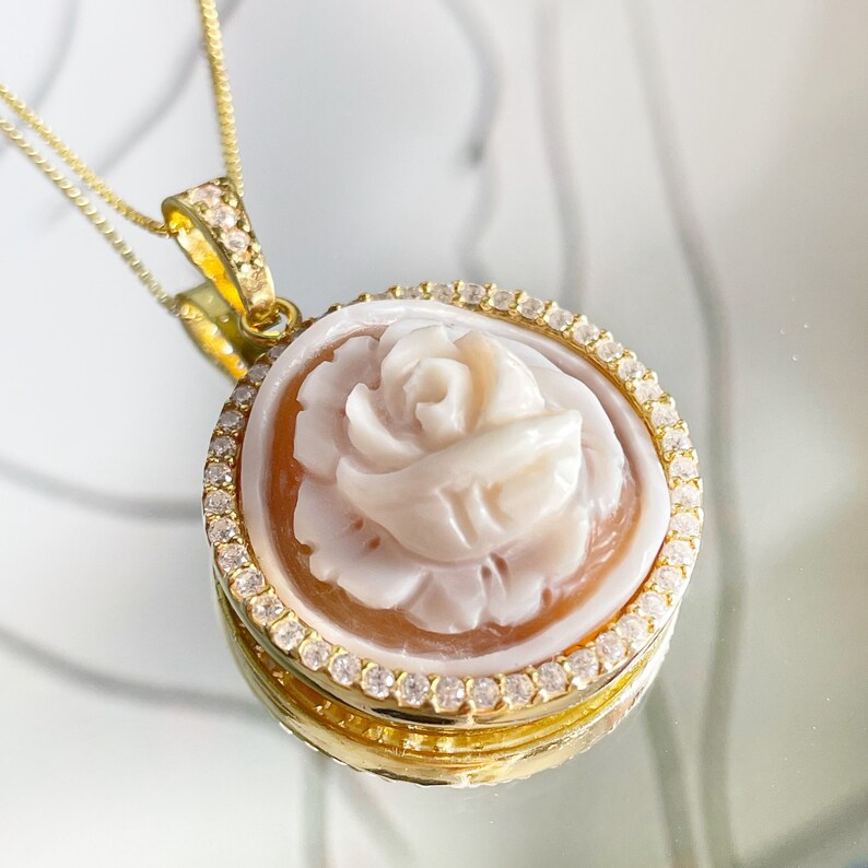 MTO Floral Cameo Halskette, echter italienischer Silberschmuck, personalisiertes Geschenk für sie, hergestellt in Italien, Brautschmuck, Hochzeitsgeschenk Bild 7