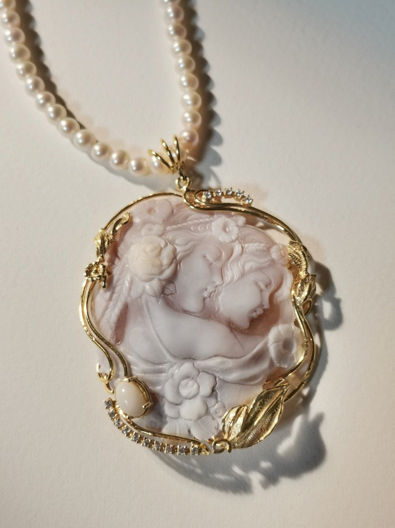 MTO Collar de cameo hecho a mano de perlas de agua dulce, plata de ley 925, regalo personalizado para ella, regalo de boda y aniversario imagen 6