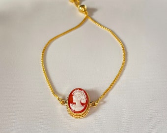 Cameo Armband, Kamee personalisiert, Hochzeitsgeschenk, Ideen zum Jubiläum, minimalistisches Goldarmband, Made in Italy
