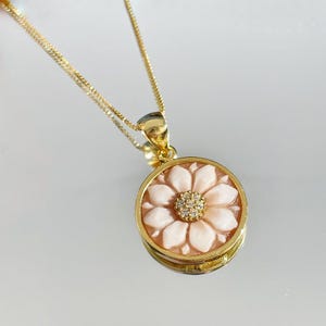 Cameo necklace, floral necklace, handmade gift, personalised gift, MADE IN ITALY, 18K gold minimalist necklace, free shipping, cameo jewelry
