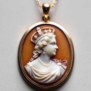 Collana con cammeo della regina Vittoria, gioielli da sposa autunnali, collana da sposa, regalo di nozze, autentico cammeo italiano, collana vintage, placcata in oro 18 carati