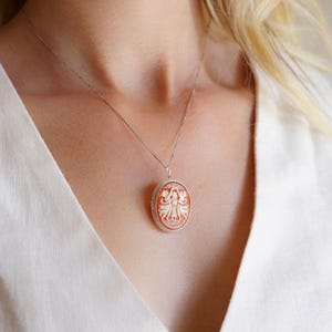 Die drei Grazien Cameo Halskette, Silber Sterling, viktorianischer Vintage Schmuck, Made in Italy, Cameo Brosche, einzigartiges Hochzeitsgeschenk, Italian Cameo