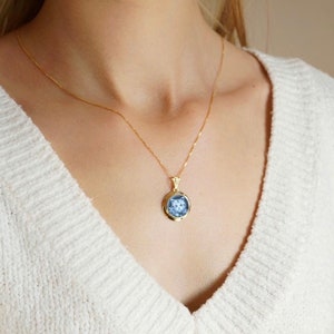 Collar de joyería Cameo, ágata azul, joyería de plata minimalista, hecho en Italia, regalo único hecho a mano, tema de gato imagen 7