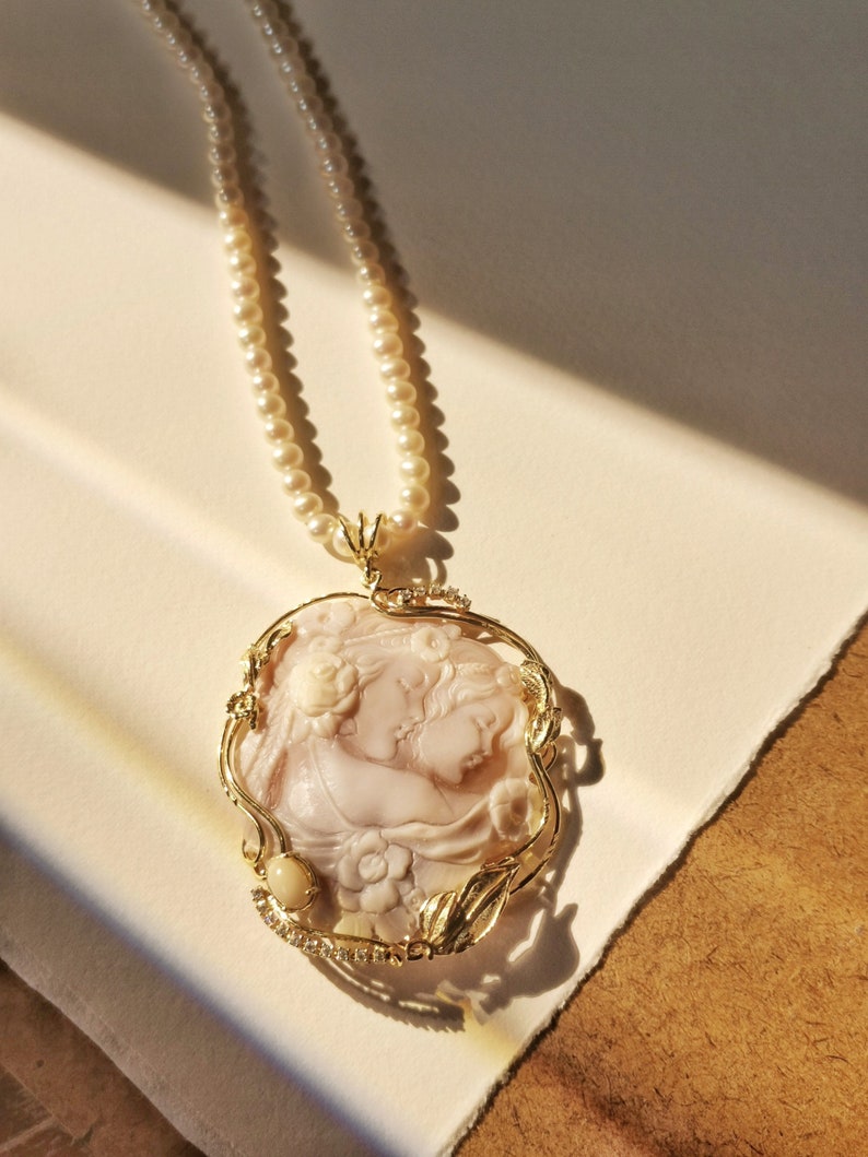 MTO Collar de cameo hecho a mano de perlas de agua dulce, plata de ley 925, regalo personalizado para ella, regalo de boda y aniversario imagen 4