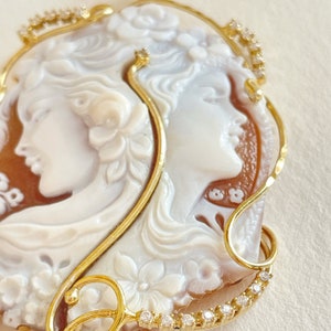 Handmade custom cameo necklace, silver sterling 925 frame, anniversary gift for her, wedding jewelry, handmade in Italy, image 5