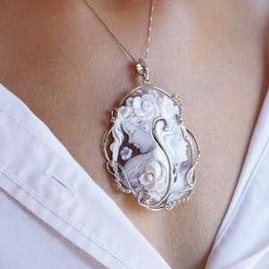 MTO Genuine cameo jewelry necklace, made in Italy, silver sterling 925, personal gift for her, bridal wedding jewelry