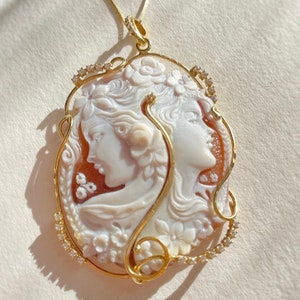 Handmade custom cameo necklace, silver sterling 925 frame, anniversary gift for her, wedding jewelry, handmade in Italy,