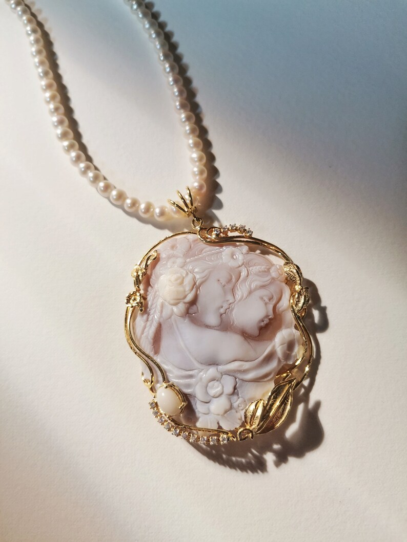 MTO Collar de cameo hecho a mano de perlas de agua dulce, plata de ley 925, regalo personalizado para ella, regalo de boda y aniversario imagen 7