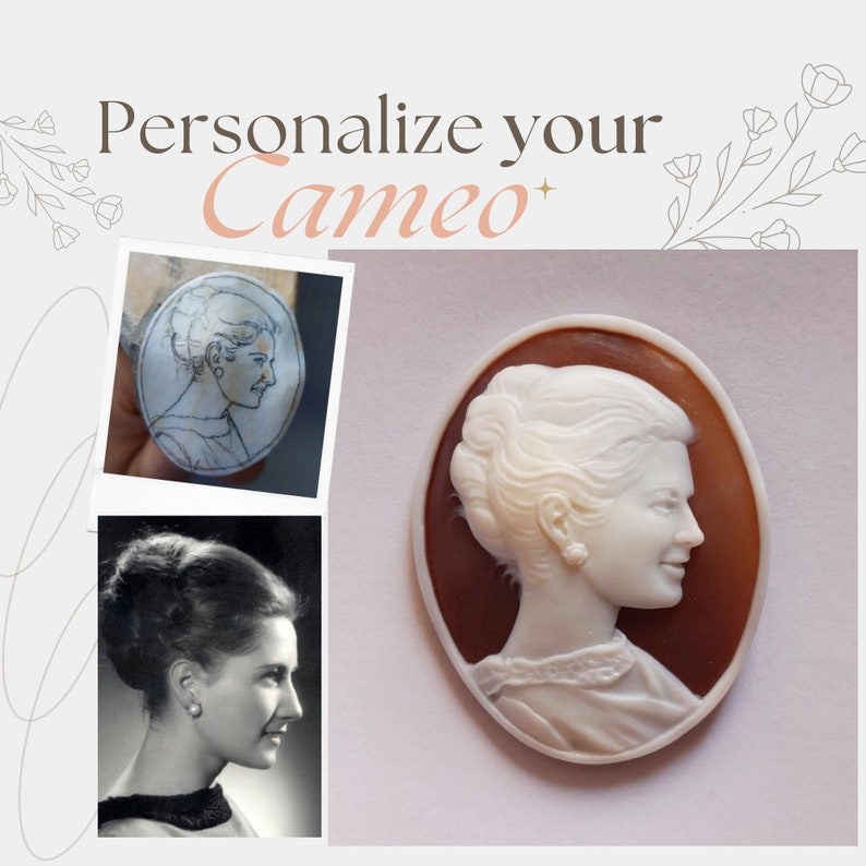 Cameo personalisiert, Porträt Cameo, Halskette Cameo, made in Italy, Weihnachtsgeschenk, made in Italy, personalisiertes handgemachtes Geschenk, Weihnachtsgeschenk Bild 1