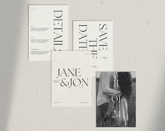 Canva Hochzeitseinladung Vorlage, moderne Hochzeitseinladung, Hochzeit Suite Vorlage, Save The Date Vorlage, Sofortiger Download