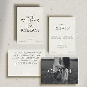 Canva Wedding Invitation Template, Modern Wedding Invite, Wedding Suite Template, Save The Date Template, Instant Download