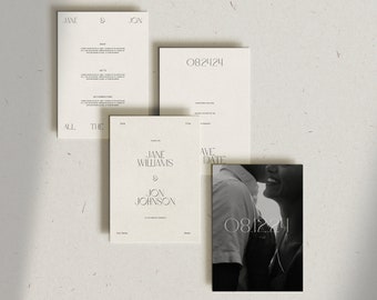 Canva Wedding Invitation Template, Modern Wedding Invite, Wedding Suite Template, Save The Date Template, Instant Download