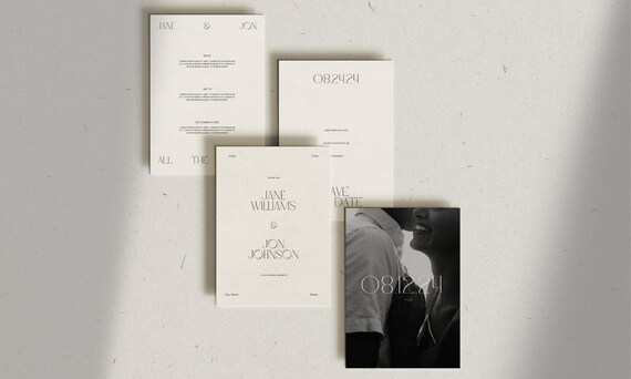 Canva Wedding Invitation Template, Modern Wedding Invite, Wedding Suite Template, Save The Date Template, Instant Download