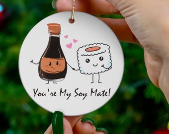 Sushi Ornament Sushi Gift Christmas Ornament Funny Ornaments Gift For Girlfriend Gift For Boyfriend Ornament Best Friend Soy Sauce Ornament