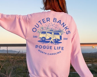 Outer Banks Sweatshirt Preppy Clothes Summer Sweatshirt Beachy Crewneck Print On Back Pogue Life Cute Crewnecks Beach Clothes Coconut Girl