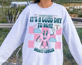 Breast Cancer Sweatshirt Retro Breast Cancer Warrior Shirt Cancer Awareness Pink Ribbon Sweater Gift Breast Cancer Fighter Beat Cancer Shirt