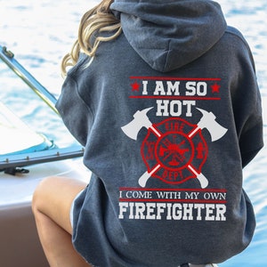 Firefighter Wife Hoodie, Walk The Line Sweatshirt, Fire Flag, Fireman Girlfriend, Fire Wife Gift, Fire Department Shirt, Fireman Sweater