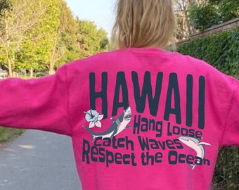 Hawaii Sweatshirt Preppy Clothes Aesthetic Sweats Coconut Girl Clothes Words On Back Protect Our Oceans VSCO Sweatshirt Y2K Aesthetic Trendy