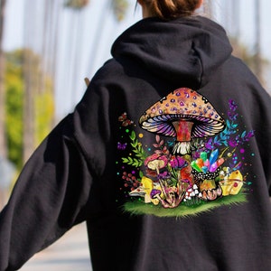 Magic Mushrooms Hoodie, Mushroom Sweatshirt, Brown Hoodie