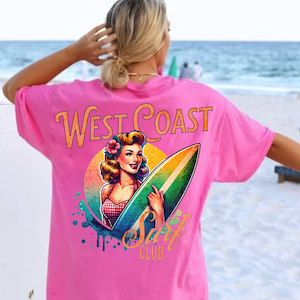 Camisa de playa de la costa oeste Ropa de chica de coco Camiseta de verano de moda Camiseta de surf retro Camiseta gráfica de gran tamaño Ts Mermaidcore Ocean Insipred Ropa preppy imagen 1